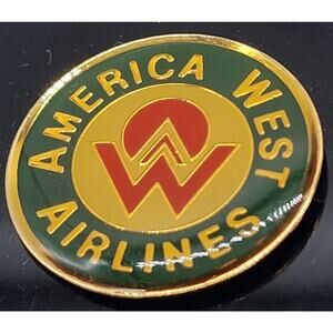 America West Airlines Enamel Logo Promo Single Pin Pinback On Card